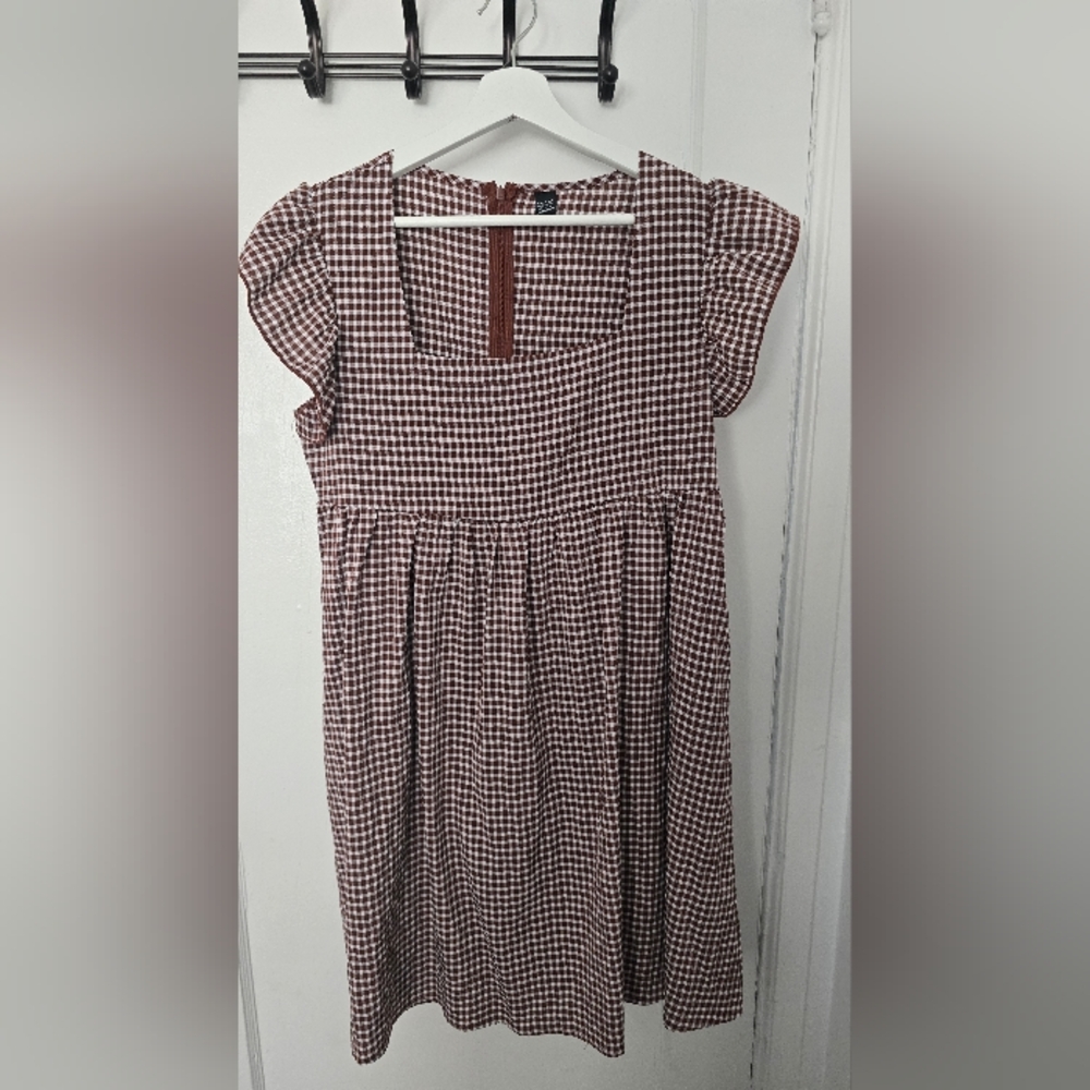 SHEIN Red Checkered Midi Dress
